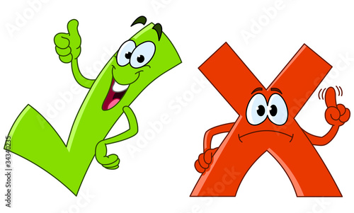 Vector: Tick and cross cartoon Tick and cross cartoon