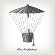 Engraving vintage Hot air Balloon.
