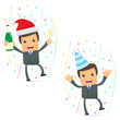 funny cartoon businessman celebrating the holiday