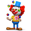 3d Clown juggles constantly