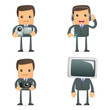 funny cartoon businessman and multimedia