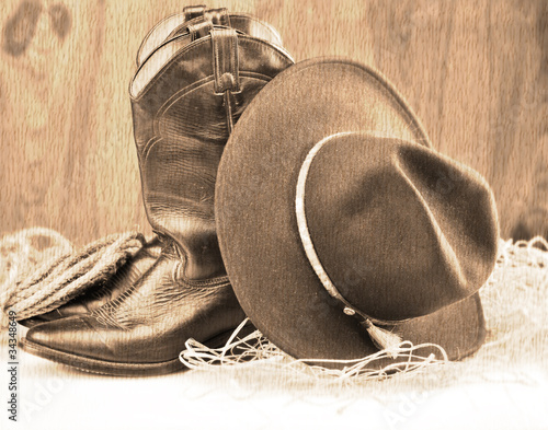 Photo: cowboy boots and hat cowboy boots and hat