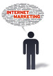 Paper Man with internet marketing Bubble