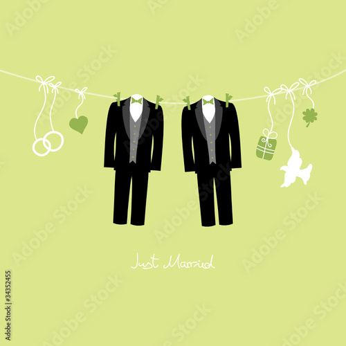 Hanging Wedding Symbols Just Married Gay Green