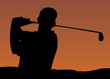 golfer at sunset