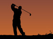 golfer at sunset