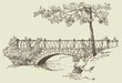Landscape sketch of stone bridge Landscape sketch of stone bridge