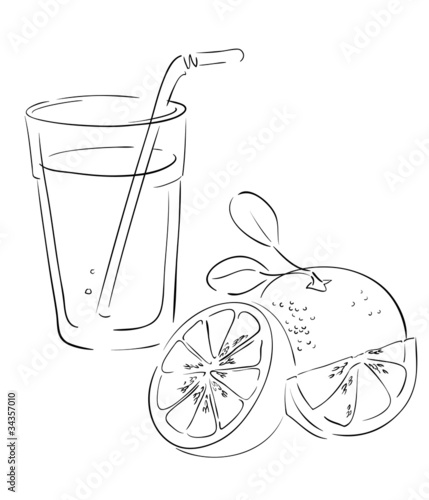 Vector: grapefruit and a glass of fruit juice grapefruit and a glass of fruit juice