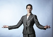Business woman demonstrating a concept.