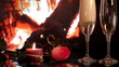 Meeting of holiday near fireplace.