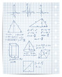 Vektor: math and geometry on copybook page vector set math and geometry on copybook page vector set