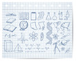 Vektor: science and education symbols on copybook page vector set science and education symbols on copybook page vector set