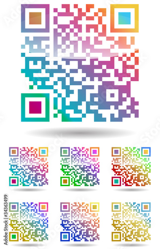 Vector: set of color qr code isolated on white background set of color qr code isolated on white background