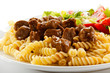 Pasta with meat and vegetables