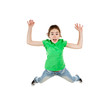 Girl jumping isolated on white background