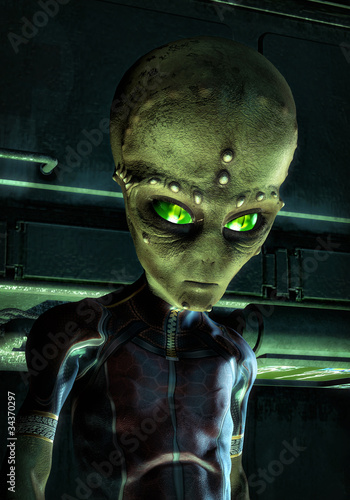 Illustration: alien invader green alien invader green