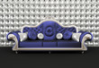 Luxurious sofa with cushion on buttoned background in interior