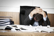 Foto: Frustrated business person overloaded with work. Frustrated business person overloaded with work.