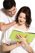 Couple reading together.
