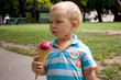 Little boy eating ice-cream