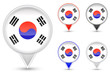 set of Korea buttons isolated on white background