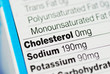 Cholesterol in the nutrient fact sheet concepts of health diet