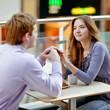 young couple in cafe