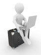 Man with laptop on the luggage