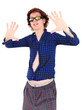 Foto: Young man with funny hair and clothes pretending to be a star Young man with funny hair and clothes pretending to be a star