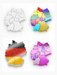 Three-dimensional map of Germany on white isolated background Three-dimensional map of Germany on white isolated background