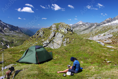 Photo: Camping place high in the Austrian Alps Camping place high in the Austrian Alps