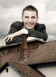 Man protecting his home