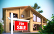 Foto: "Home For Sale" sign in front of new house "Home For Sale" sign in front of new house