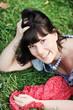 Attractive girl, lying on a grass Attractive girl, lying on a grass