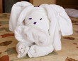 Towel Art: Towels in the shape of a dog.
