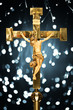 Crucified Jesus Christ against abstract light background