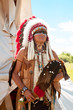 North American Indian in full dress. Reconstruction