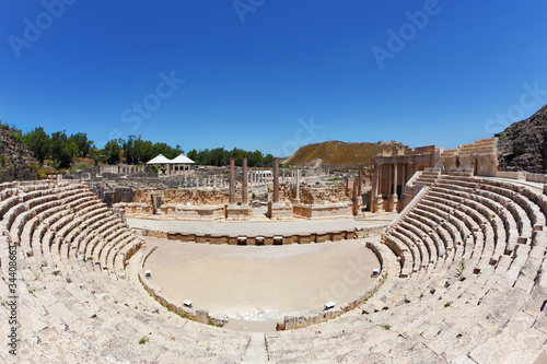 Photo: The stone seat in the Roman amphitheater The stone seat in the Roman amphitheater