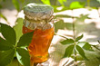 White cherries jam on a wodden table