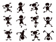 black cartoon kids silhouette