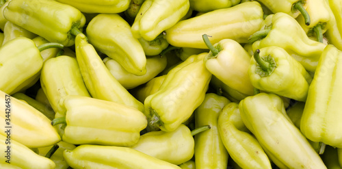 Photo: Yellow bell peppers on display Yellow bell peppers on display