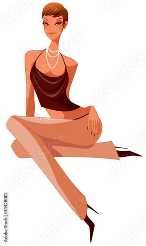 Vector: close-up of woman sitting close-up of woman sitting
