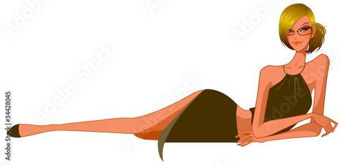 Vector: side view of woman lying side view of woman lying