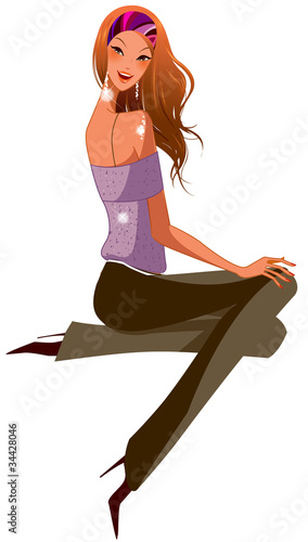 Vector: close-up of woman sitting close-up of woman sitting