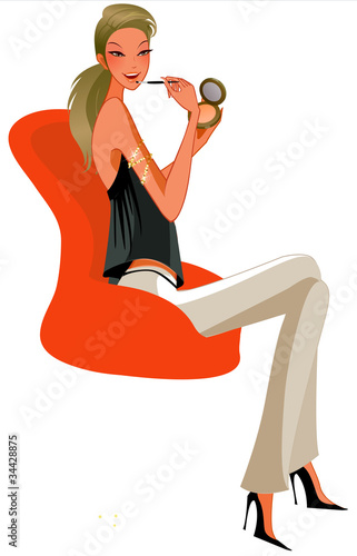 Vector: side view of woman sitting side view of woman sitting