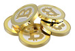 Stack of bitcoins isolated on white.