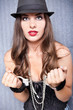 sexy fashion model with handcuffs