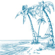 Tropical beach with palm trees and hammock