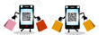 Mobile Phone Character with Shopping Bags