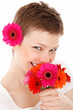 woman holding flowers